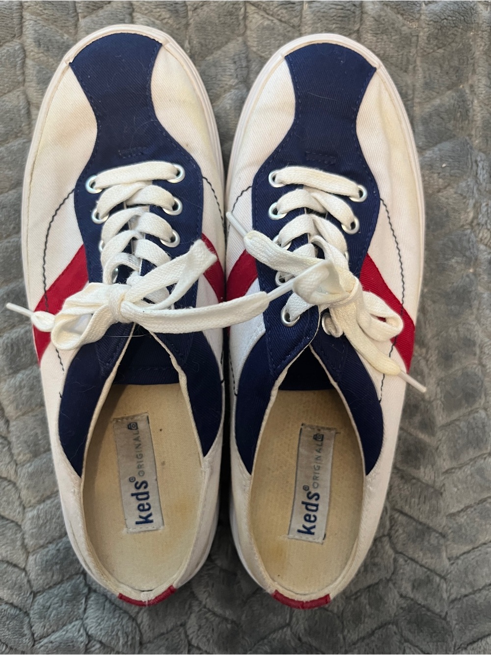 Keds Original Red White Blue Stripe Canvas Sneakers Size 6.5